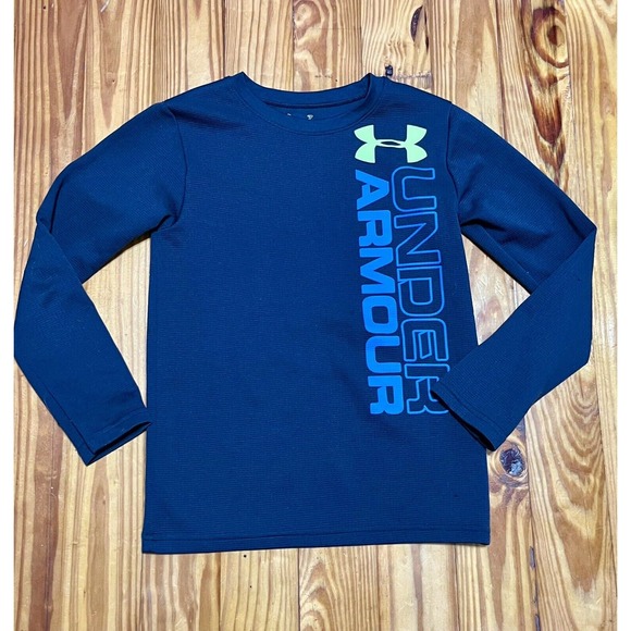 Under Armour Waffle Boy Size 7 Dark Grey All Season Gear Long Sleeve Spell Out - Picture 15 of 16